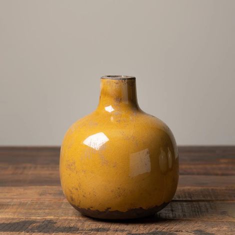 Vase céramique moutarde 16x14cm (1/3)