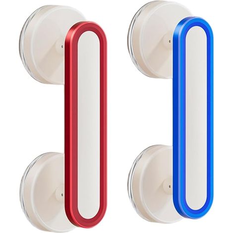 Poignée de placard en ABS à ventouse pour porte en verre, sans perçage, avec fermeture sous vide, poussoir lisse, pour tiroir de réfrigérateur, fenêtre et porte coulissante (rouge) (E) (1/5)