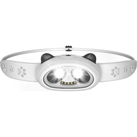 Lampe frontale LED rechargeable pour adultes et enfants, design panda (blanc), ultra lumineuse, idéale pour le camping, la promenade du chien, la pêche, la lecture nocturne et la course à pied [Classe (1/5)