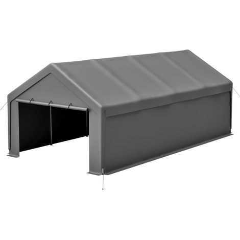 Tente abri garage 13x25 pieds, pour voiture, structure stable, toile PE imperméable, métal gris (1/5)