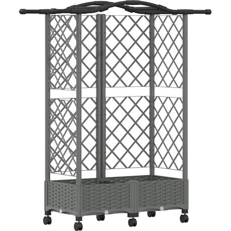 Maison Exclusive - Letto Rialzato con Griglia e Tetto Grigio Chiaro PP (1/5)