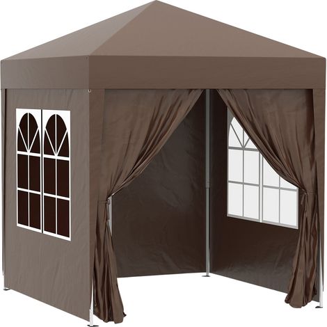 Faltpavillon 2 X 2M Pavillon Mit 4 Seitenwänden, Fenster, Festzelt Mit Uv-Schutz, Gartenzelt Inkl. Tragetasche, Stahl Oxford, Weiß