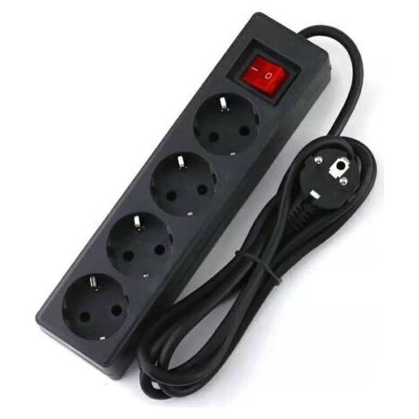 Steckdosenleiste 4 Steckdosen 16A 2P mit Schalter, 3M 230 V Verlängerung, Schwarz (1/4)