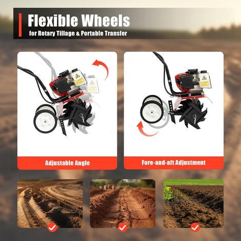 Benzin Motorhacke Gartenfräse Motorhacke Ackerfräse Bodenfräse kultivator mit räder Bodenfräse – Gartenhacke – Kultivator – zum Boden umgraben und lockern - Gartenfräse Benzin