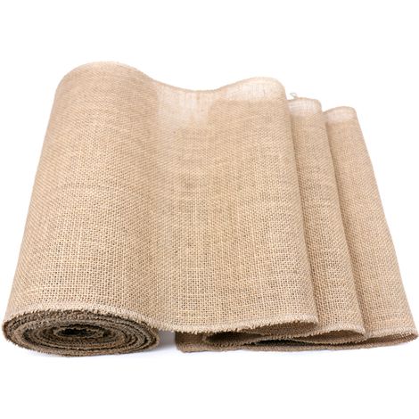 Chemin de Table Toile de Jute 30cmx10M Chemin de Table Jute Bords Cousus pour Mariage Festival Fête Décorations