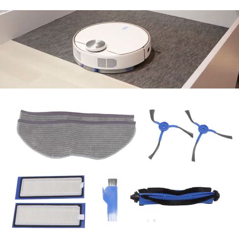 Kit de Maintenance Robot Aspirateur Eufy RoboVac L70 Hybrid: 1 Brosse Centrale, 2 Brosse Latérales, 2 Filtres, 2 Serpillères, 1 Peigne Bleu, ABS et Silicone (1/5)