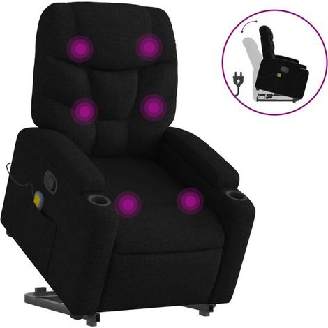 Fauteuil de massage inclinable en tissu noir (1/5)