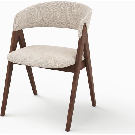 Chaise en bois foncé et tissu beige foncé - Isis (1/5)