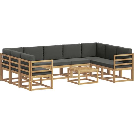 Outdoor-Sofagarnitur 10 stk. Weiß und Anthrazit Polyester vidaXL (1/5)