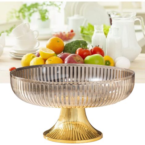 Assiette à fruits multifonctionnelle en plastique élégant et peu encombrant, bol décoratif pour bonbons et noix, couleur ambre (1/5)
