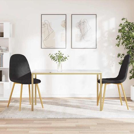 Lot de 2 chaises de salle à manger en velours noir, pieds chromés dorés - PANGIVO (1/5)