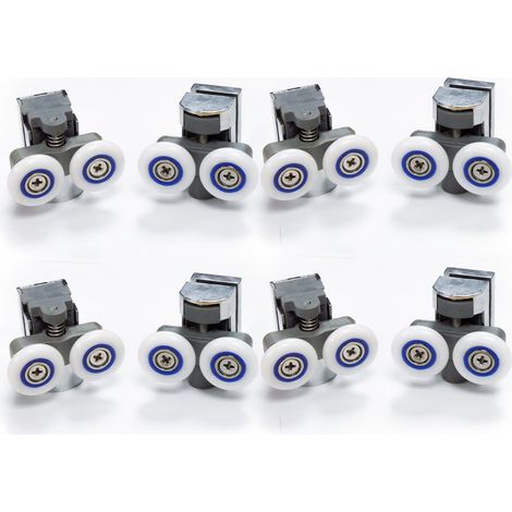 8 Shower Door Wheels 23mm 4 Top and Bottom Roller Runners Chrome