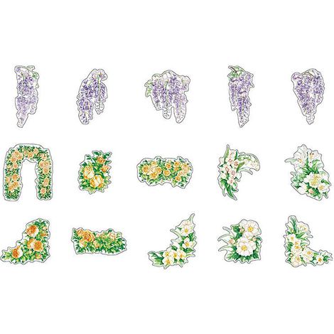 15 autocollants fleurs motifs floraux exquis PET décoratifs DIY pour scrapbook carnet album photo Type3 (1/5)