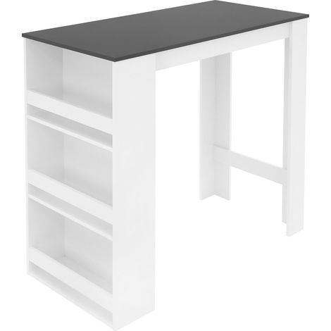ML-Design Tavolo Da Bar Con 3 Ripiani Bianco/Antracite Pannelli MDF 117x106x57 cm Alto Stile Moderno Elegante Bancone Rettangolare Per Interni Da Cucina Pranzo Bistrò Caffè Truciolato