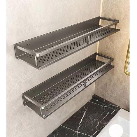 CSPARKV 30x12x4 cm Gris 2 pièces Porte-épices Étagère à Épices Murale en Aluminium -, Étagère de cuisine Sans perçage - Étagère Rangement épices Suspendue (1/5)