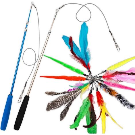 canne da pesca per gatti con 10 giocattoli – Giocattoli per gatti mobili con piume e campanellini – Giocattoli interattivi per gattini – Giocattoli per gatti (1/5)