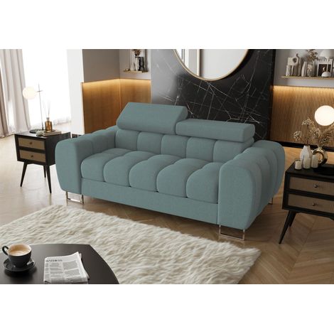 Sofa Designersofa BASTIEN 2-Sitzer in Stoff Gemma Türkis