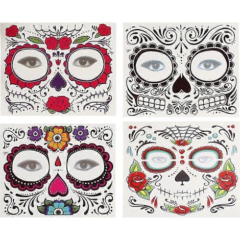 12 hojas de pegatinas divertidas para la cara con temática de Halloween, ideales para fiestas, bailes y reuniones.