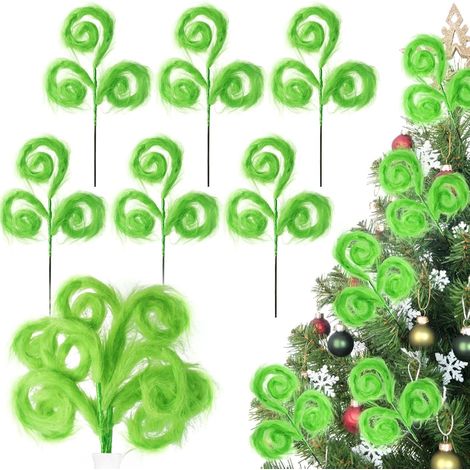 Tree Topper - 17 Pouces - Décor Arbre De Noël - Furry Spirale Vert - Pour Branches Et Sommet D'Arbre - Lot De 6 (1/5)