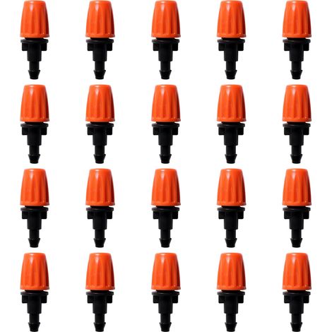 20 Pièces Émetteurs de Micropulvérisation Réglables pour Tube 4/7 mm, Buses de Brumisation D'irrigation, Atomiseur Buse, pour Jardin, Pelouse, Orange (1/5)