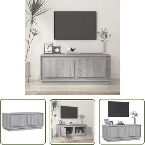 The Living Store Table basse sonoma gris 102x50x44 cm bois d'ingénierie - Table Basse - Meuble Salon - Table D'appoint - Table Latéral - Rangement Intérieur (1/5)