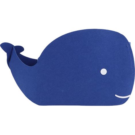 Panier de Rangement Baleine en Feutre Pliable L Bleu, Corbeille Décorative pour Jouets et Vêtements, 25x37x20cm, Maison (1/5)