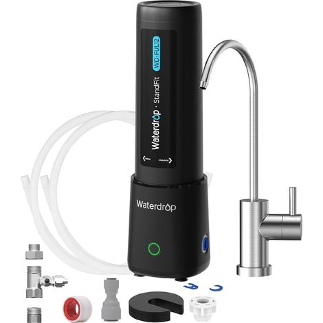 Waterdrop 10UB PRO Under Sink Water Filter, No Drilling Required, Time Reminder, with Brushed Nickel Faucet, Reduces Lead, Chlorine, Bad Taste & Odor, 11000 Gallons, Does not Lower TDS
