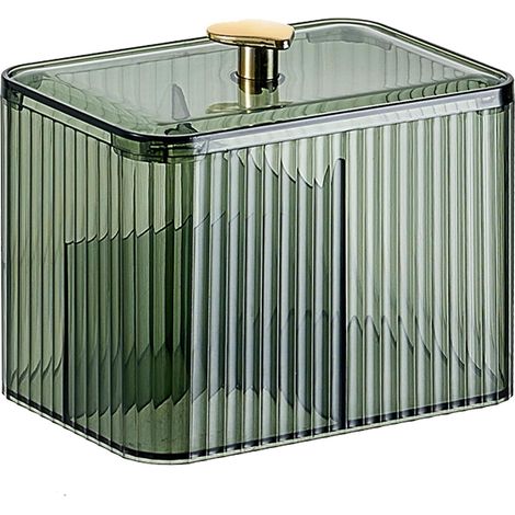 Wattestäbchenbox mit Deckel, Wattestäbchen-Aufbewahrungsbox fürs Badezimmer, für Wattestäbchen, Wattestäbchen und Kosmetika (Grün)