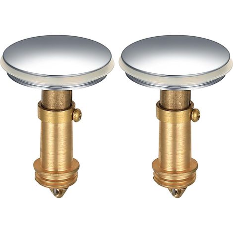 Tapón de desagüe emergente de 38 mm con resorte para fregadero de cocina, baño y bañera, de latón macizo cromado (paquete de 2)