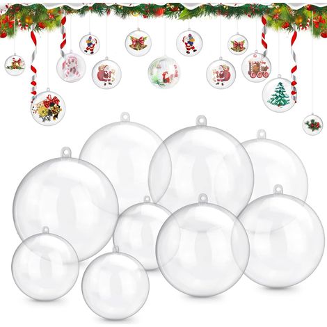 Palline di Natale da 25 pezzi, palline di plastica trasparente riempibili per matrimoni, compleanni, decorazioni per l'albero di Natale, fai da te