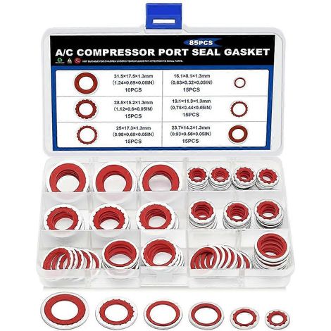 Kit d'assortiment de 85 joints toriques pour climatiseur, 6 tailles, pour la réparation des joints de port du compresseur de système de climatisation (1/5)