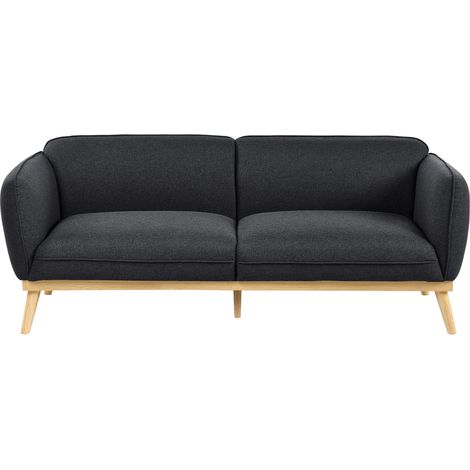 Canapé Scandinave en Tissu 3 Places Pieds Effilés en Bois Noir Ljung