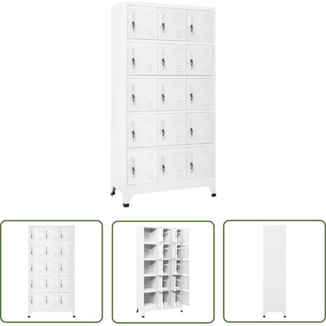 The Living Store Armoire à casiers Gris clair 90x40x180 cm Acier - Armoire À Casiers - Meuble De Rangement - Armoire Métallique - Armoire Scolaire - Armoire De Bureau (1/5)