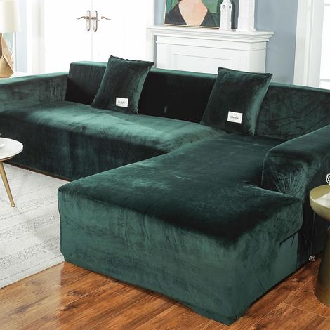 Housse extensible ultra-douce en polyester pour canapé d'angle — adaptée aux animaux (convient aux chiens) — style moderne et minimaliste, modèle 3 places (pour canapés de 190 à 230 cm), protège les c
