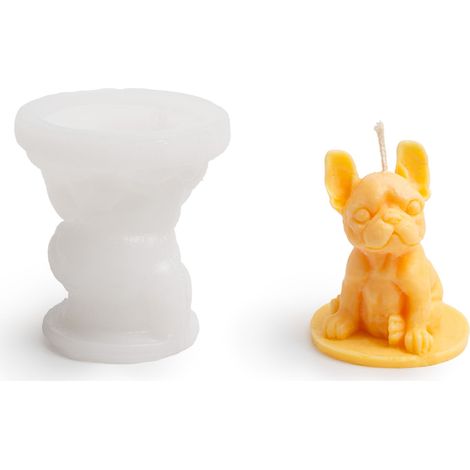 Stampo in silicone per candele a forma di bulldog, 6,7x7 cm