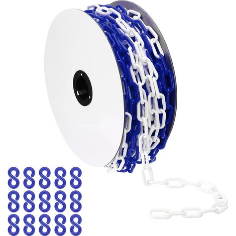 Chaîne sécurité plastique bleu/blanc, 92 pieds 6mm Chaîne barrière sécurité plastique granlongueur pour le contrôle foule, le stationnement, décoration chantier construction (1/5)