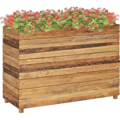 Jardinière de jardin - Balconnière à fleurs Lit surélevé 100x40x72 cm Bois de teck recyclé et acier BV694445 - BonneVie (1/5)