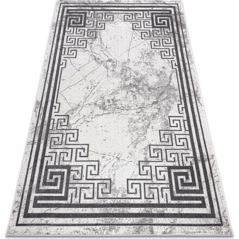 Modern NOBLE Teppich 1517 65 Rahmen, griechisch, Marmor - Strukturell zwei Ebenen aus Vlies creme / grau grey 80x150 cm