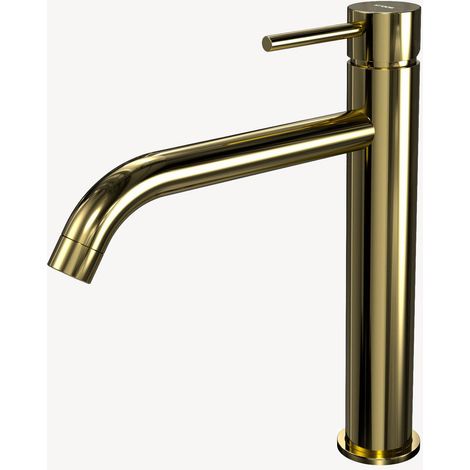 Miscelatore lavabo con bocca lunga dorato - Corbeau