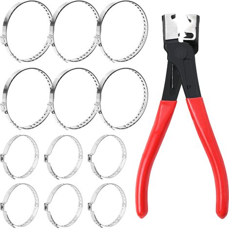 13 Pièces Collier de Serrage Inox et Pince Collier Cardan Pince à Collier de Serrage Avec Petit et Grand Kit D'assortiment de Pince de Démarrage CV en Acier Inoxydable pour L'entretien Automobile (1/5)