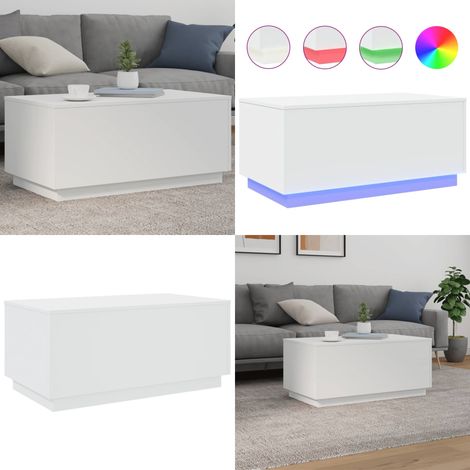 Couchtisch mit LED-Leuchten Weiß 90x50x40 cm - Couchtisch - Wohnzimmerstil - LED Beleuchtung - Holzwerkstoff - Weißer Couchtisch - Home & Living (1/5)