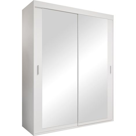 Armario Apopka 103, Blanco, 205x160x60cm, Puertas de armario: Correderas, Número de estantes: 0
