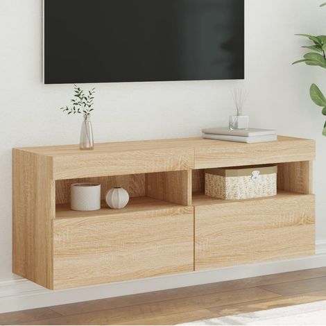 TV-Wandschrank mit LED-Leuchten Sonoma-Eiche 100x30x40 cm (1/5)