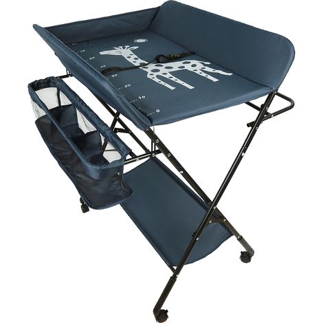 Hofuton Table à Langer Pliante avec Espace de Rangement, Organisateur de Chambre d'enfant, Commode de Soin pour Bébé, 7 Couleurs (Couleur: Bleu Marine) (1/4)