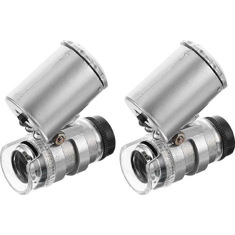 Lot de 2 mini microscopes 60X portables pour la détection de bijoux et de devises-4.5X3.5X2CM (1/3)
