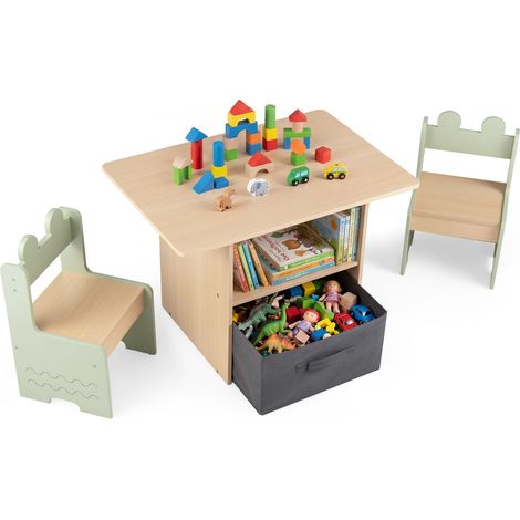 COSTWAY Tavolino Bambini Tavolo Bambini Con Sedie Tavolo Salvaspazio Tavolo E Sedie Bambini Set Tavolo E 2 Sedie In Legno Per Camerette Mobile Montessori Came (1/5)