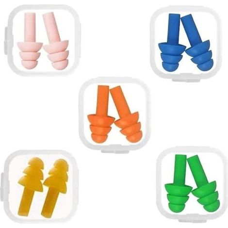 Boule Quies,Bouchons d\'oreille en Silicone,Bouchons d\'oreille pour Dormir,Réutilisables Réduction de Bruit,pour Travail,5pcs