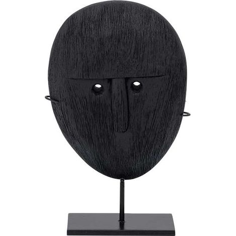 Objet visage en bois de manguier brulé - 2 tailles (1/3)
