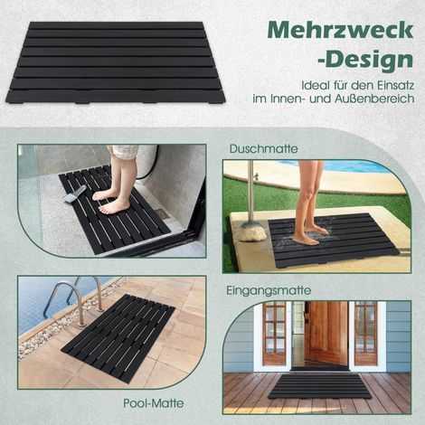 Floor element for solar shower WPC floor plate for garden shower 100 x 60 x 2.5 cm black (1/5)