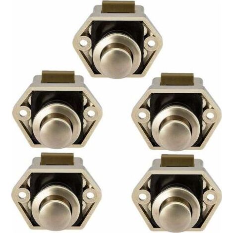 Bouton Poussoir Camping Car - Loquet Serrure Bouton Fermeture Porte Placard pour RV Caravane de Moteur 5 pièces (Nickel) (1/4)